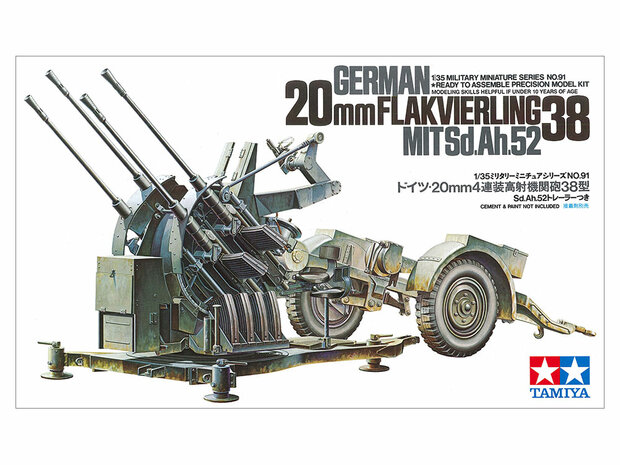 TAMIYA 35091 GERMAN 20MM FLAKVIERLING 38 MITSD.AH.52 1/35 