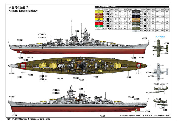 TRUMPETER 03714 GERMAN GNEISENAU BATTLESHIP 1/200 