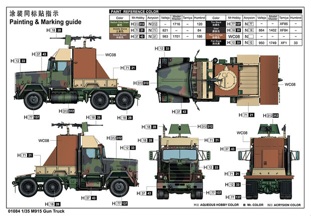 TRUMPETER 01084 M915 GUN TRUCK 1/35