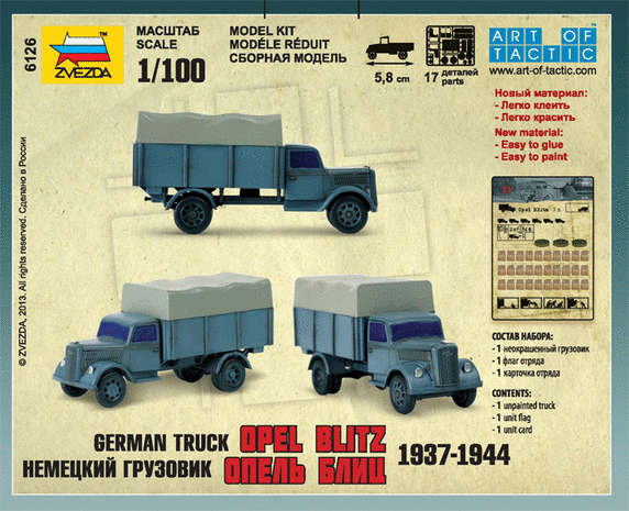 ZVEZDA 6126 GERMAN TRUCK OPEL BLITZ 1937-1944 1/100
