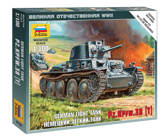 ZVEZDA 6130 GERMAN LIGHT TANK PZ.KPFW.38 (T) 1/100