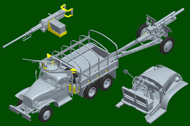 I LOVE KIT 63567 USA TRUCK CCKW-352 MACHINE GUN w. M2A1 105mm Howitzer 1/35