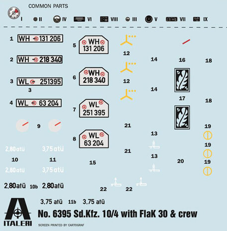 ITALERI 6395 WWII GERMAN Sd.Kfz. 10/4 w. FLAK 30 AND CREW 1/35 