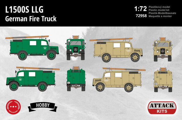 ATTACK 72958 MERCEDES-BENZ L 1500S LLG GERMAN FIRE TRUCK 1/72