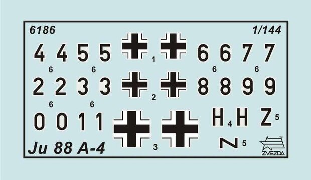 ZVEZDA 6168 GERMAN BOMBER JUNKERS JU-88 A-4 1/200 