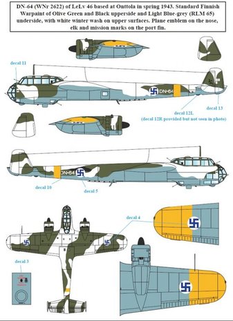 S.B.S D48010 Dornier Do-17Z in Finnish Service WWII Decal set 1/48
